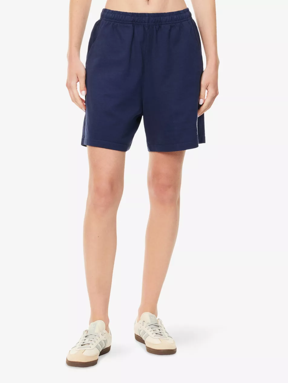 Sporty & Rich Royal Club Cotton Navy Gym Shorts