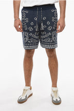 Alanui Blue Cotton Piquet Bandana Printed Knitted Shorts