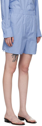 The Frankie Shop Blue Lui Logo Embroidered Front Cotton Boxer Shorts