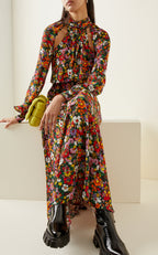 Christopher Kane Psych Floral Cut-Out Midi Dress