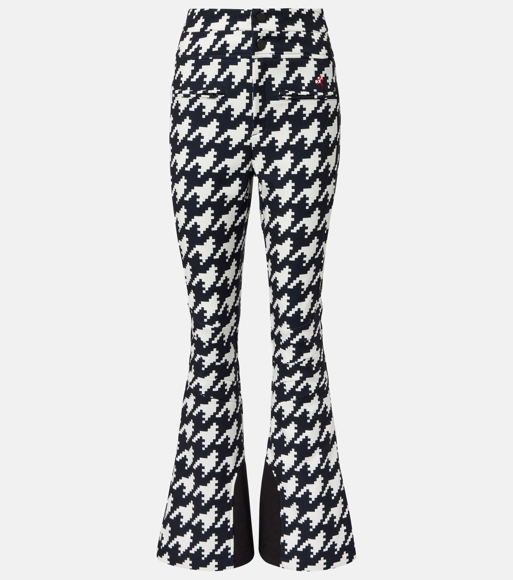 Perfect Moment Aurora Houndstooth Black & White High Waist Flare Ski Pants Trousers
