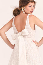 LoveShackFancy Bridal White Romantic Lace Bow Back Wedding Gown - House Of Huntington