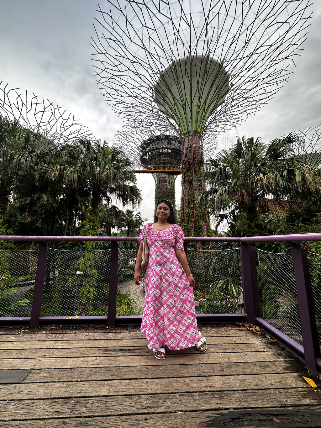 RIXO London Mariana Pink Check Print Ruffle Neck Silk Midi Dress - House Of Huntington