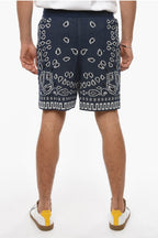 Alanui Blue Cotton Piquet Bandana Printed Knitted Shorts