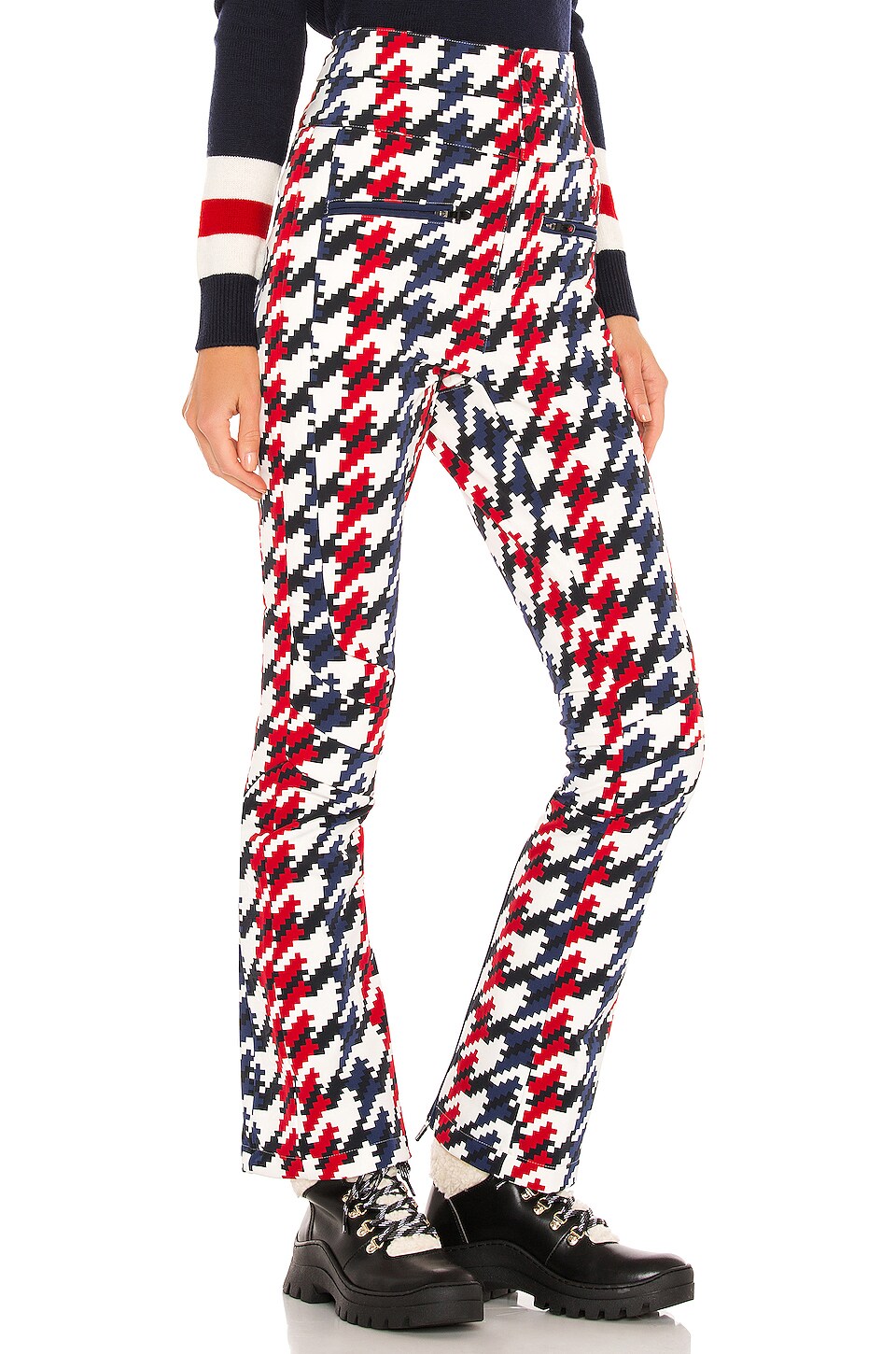 Perfect Moment Ski Aurora Red White Blue Houndstooth Flare Pant Trousers