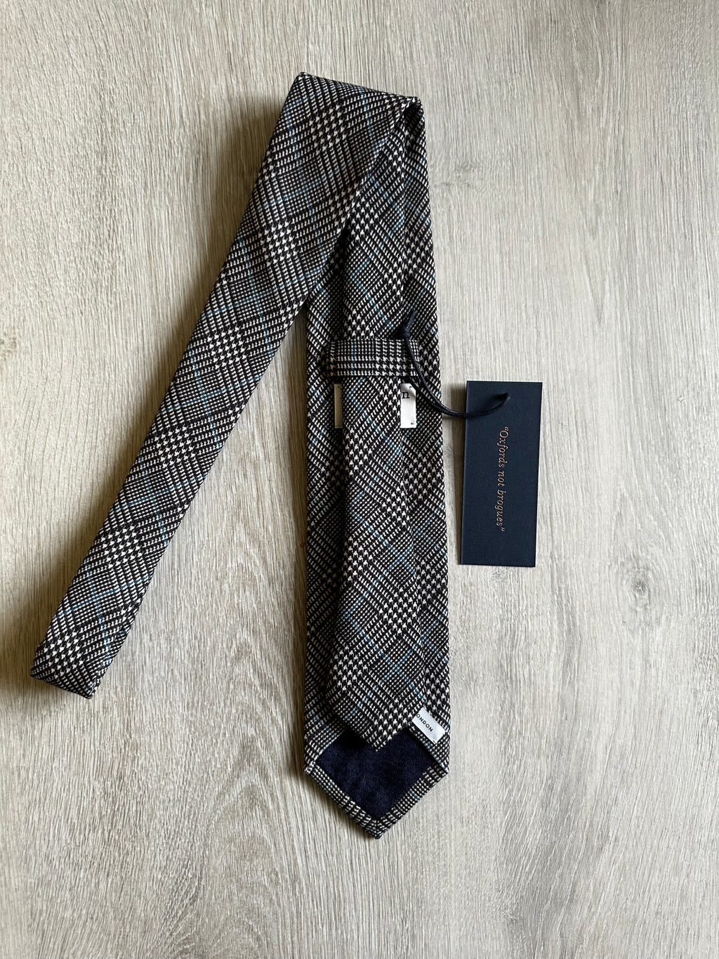 Drake's X Kingsman Prince Of Wales Check Grey Wool Tie - House Of Huntington
