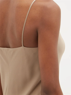 RAEY V-Neck Silk-Satin Beige Grey Maxi Dress - House Of Huntington