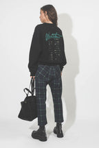 R13 Womens Lisa Baggy Tailored Drop Tartan Green Navy Pants Trousers