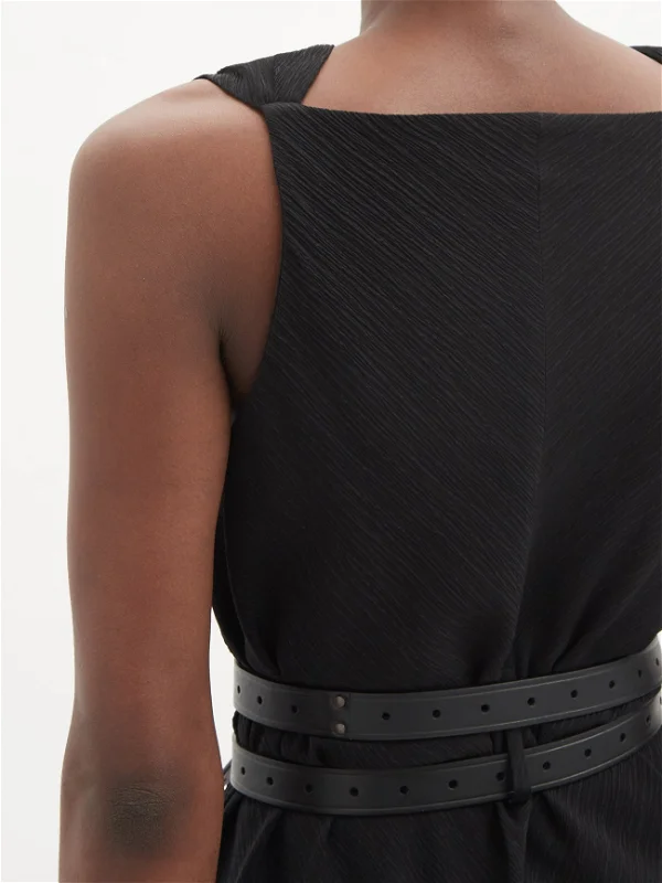 Raey Black Crinkled Silk Crepe Shift Dress - House Of Huntington