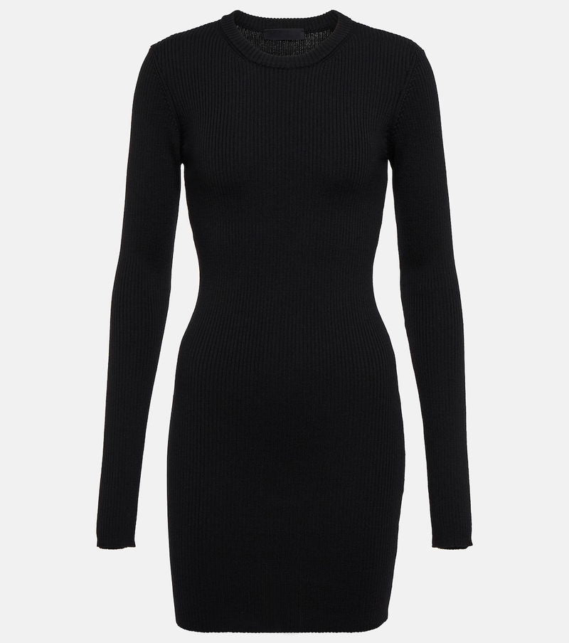 Wardrobe NYC Black Merino Wool Ribbed Knit Mini Jumper Dress