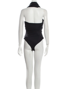 MAXIMILIAN DAVIS Black Disco Draped Sleeveless Bodysuit - House Of Huntington