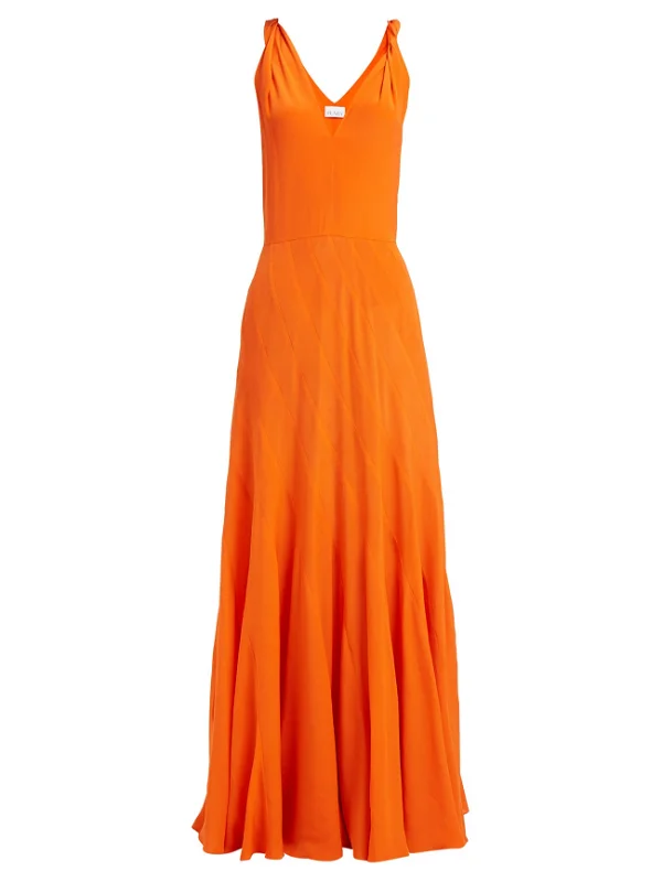 RAEY Multi Seam Twist Strap Silk Orange Dress - House Of Huntington