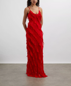 Rat and Boa Red Cecelia Silk Chiffon Maxi Dress