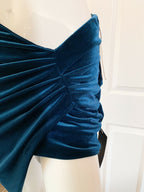 Alexandre Vauthier Emerald Green Velvet High Leg Ruched Bodycon Festive Party Skirt - House Of Huntington