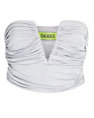 GAUGE81 Sesis Strapless Ruched Jersey Silver Top - House Of Huntington