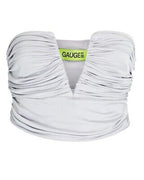 GAUGE81 Sesis Strapless Ruched Jersey Silver Top - House Of Huntington