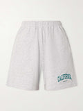 Sporty & Rich Unisex Grey California Print Cotton Shorts