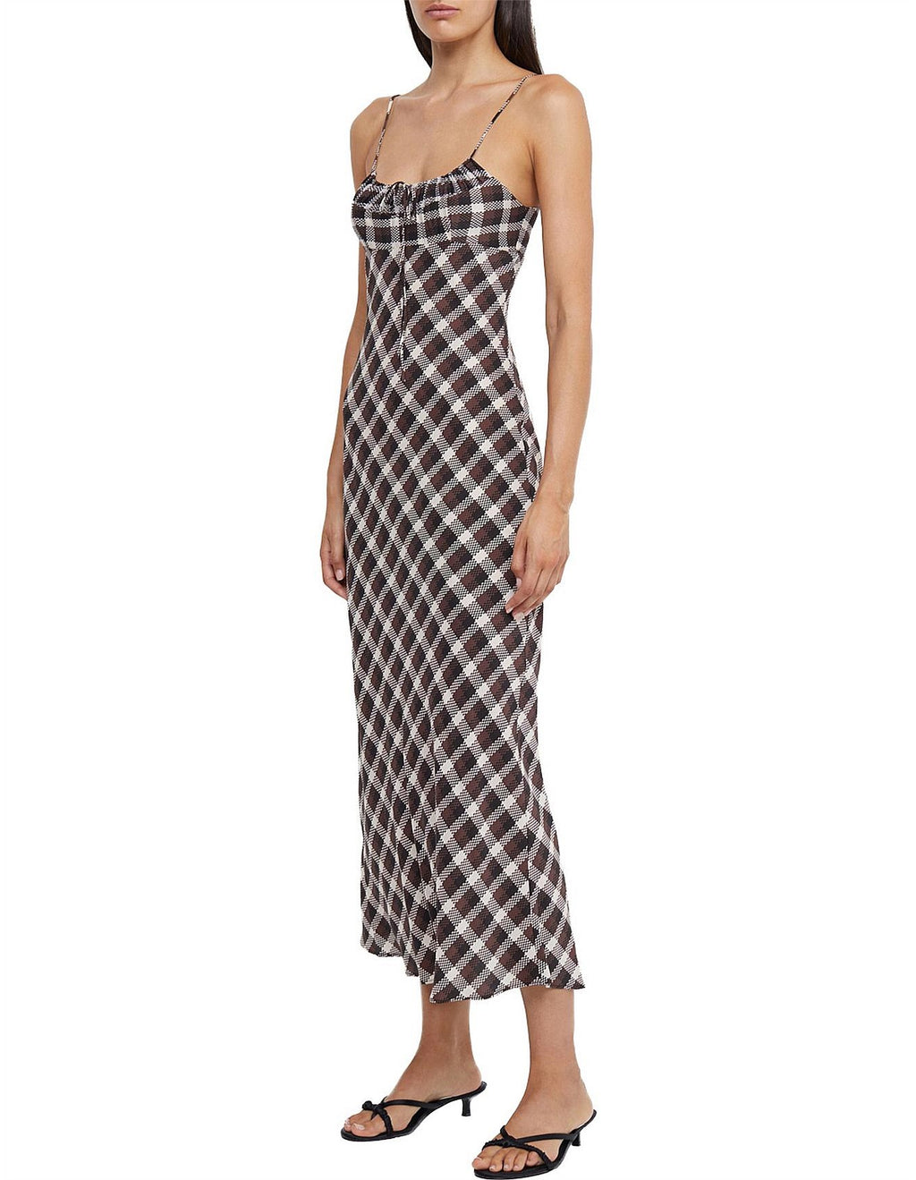 Bec + Bridge Chiara Tie Basket Weave Check Midi Dress