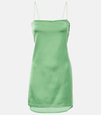 Jacquemus The Elica Green Satin Cut-Out Back Mini Dress