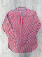 Drake's Red White Cotton Poplin Striped Shirt - House Of Huntington