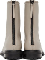 LEGRES Beige Leather Lace-Up Combat Boots