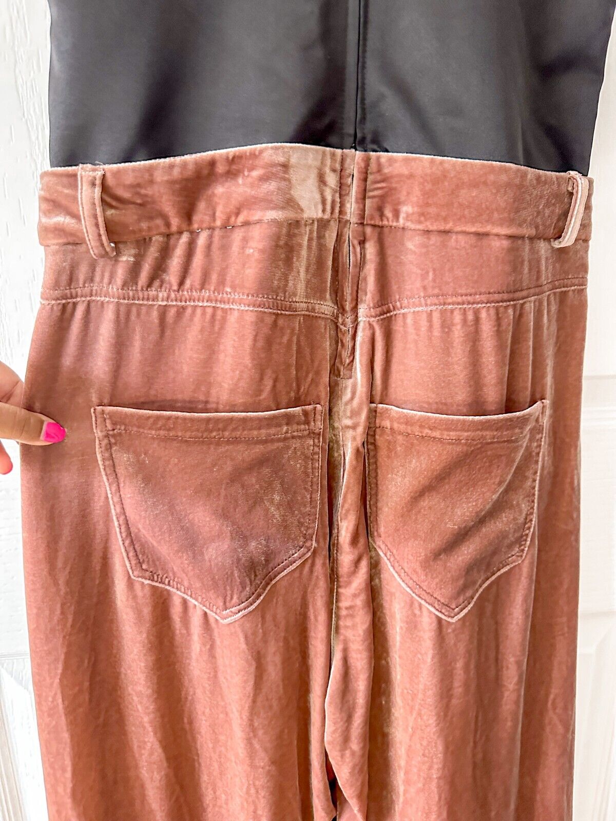 Brunello Cucinelli Black Tailored Top Pink Velvet Trouser 2-in-1 Wide Leg Jumpsuit