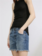 Raey Comet Mid-Rise Long Organic Cotton Denim Shorts - House Of Huntington