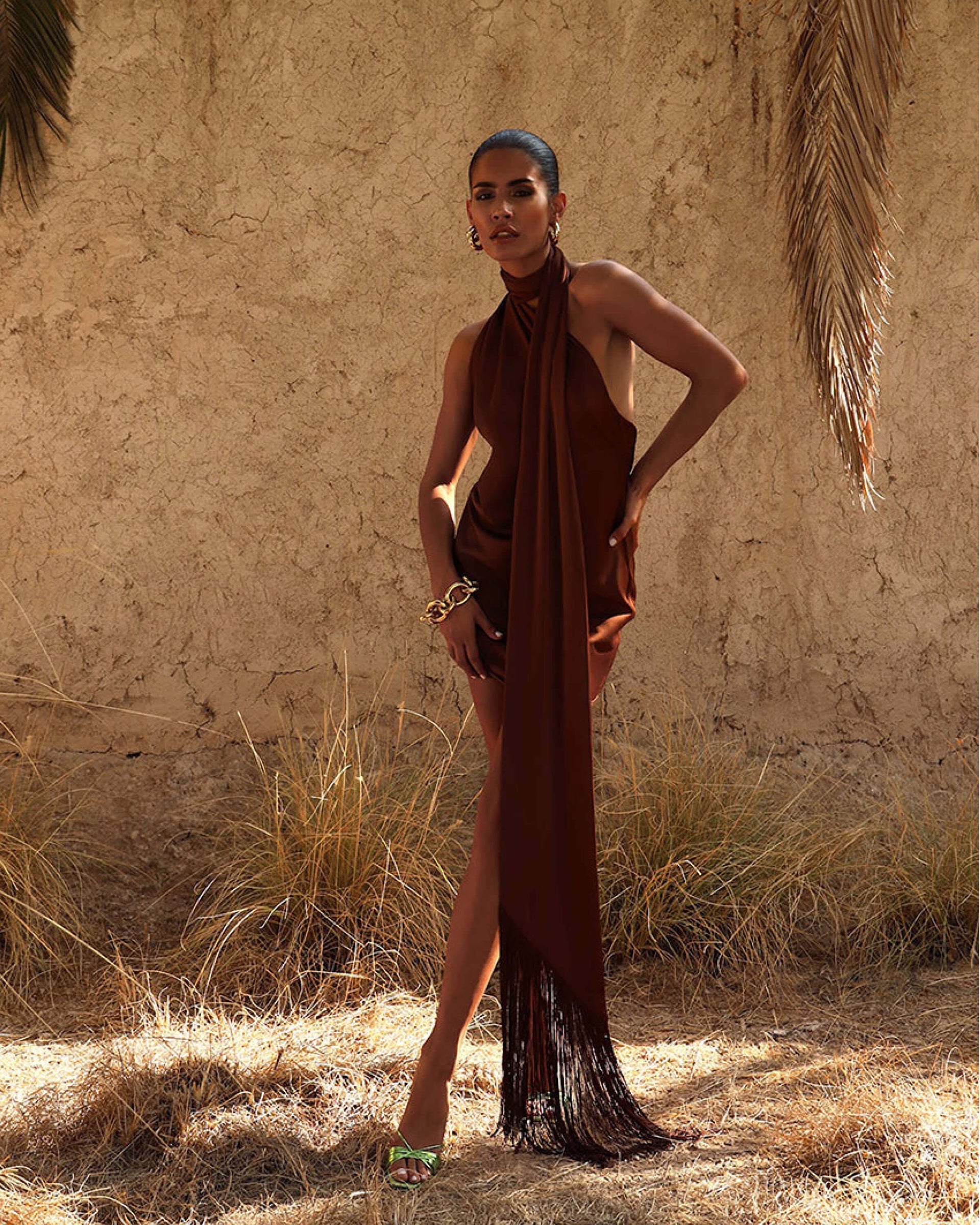 rat and boa one shoulder dress Rat and Boa Serafia Brown Satin Cowl Neck One Shoulder Mini Dress