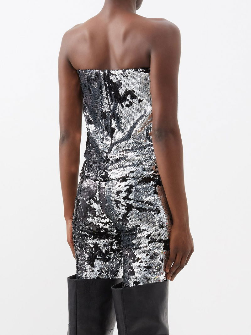 Isabel Marant Mandy Sequinned Embellished Plunge Bustier Top