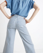 Madewell Emmett Wide-Leg Crop Pants Trousers in Herringbone Railroad Stripe - House Of Huntington
