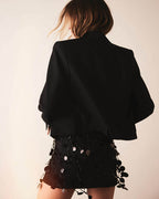 Rat and Boa Celina Black Sequinned Beaded Drip Disco Mini Skirt