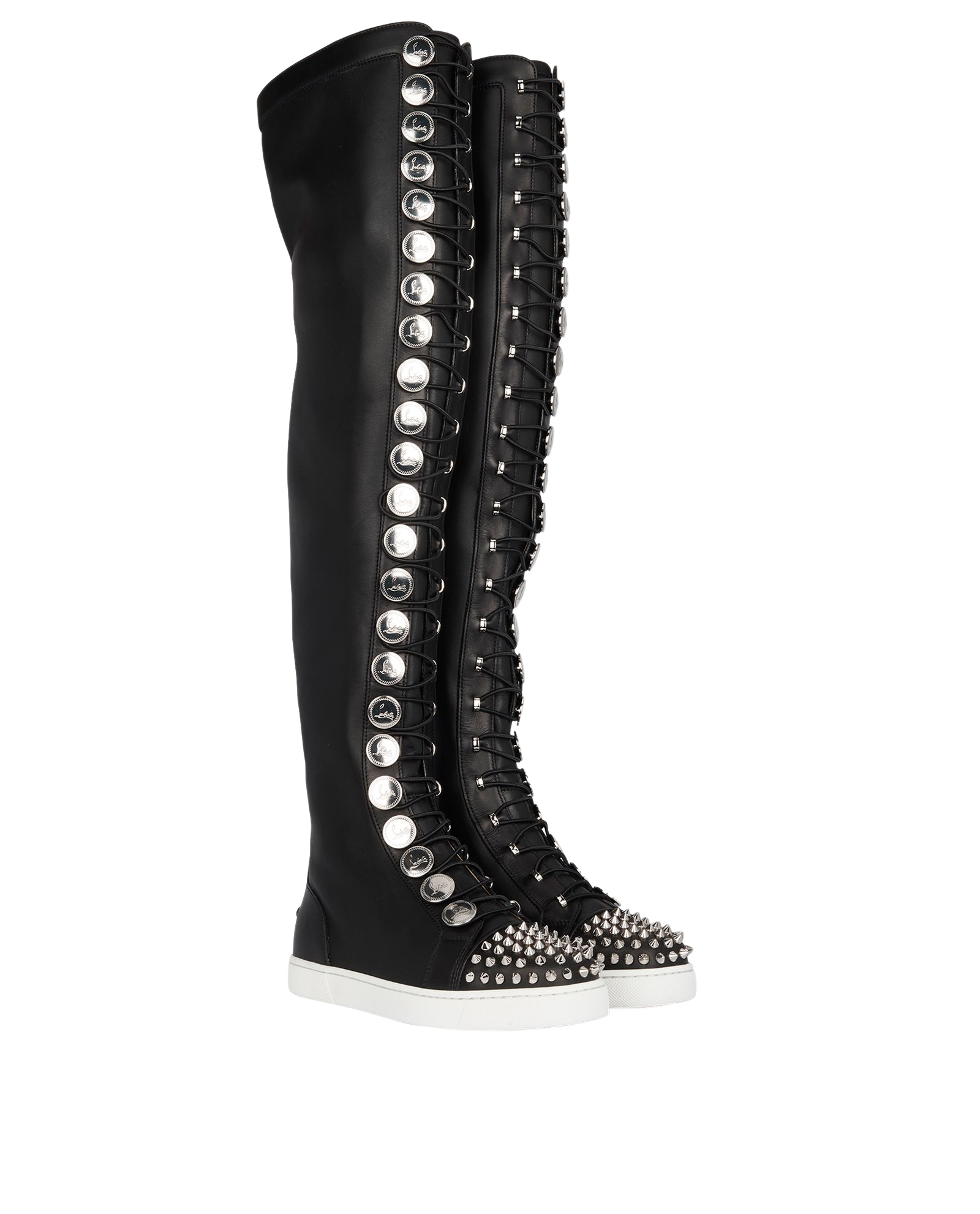 CHRISTIAN LOUBOUTIN BUCHETTA SPIKE TOE LACE UP BOOTS (EU 36)