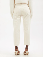 Raey Cream Ivory Organic-Cotton Straight Leg High Waist Crop Jeans - House Of Huntington