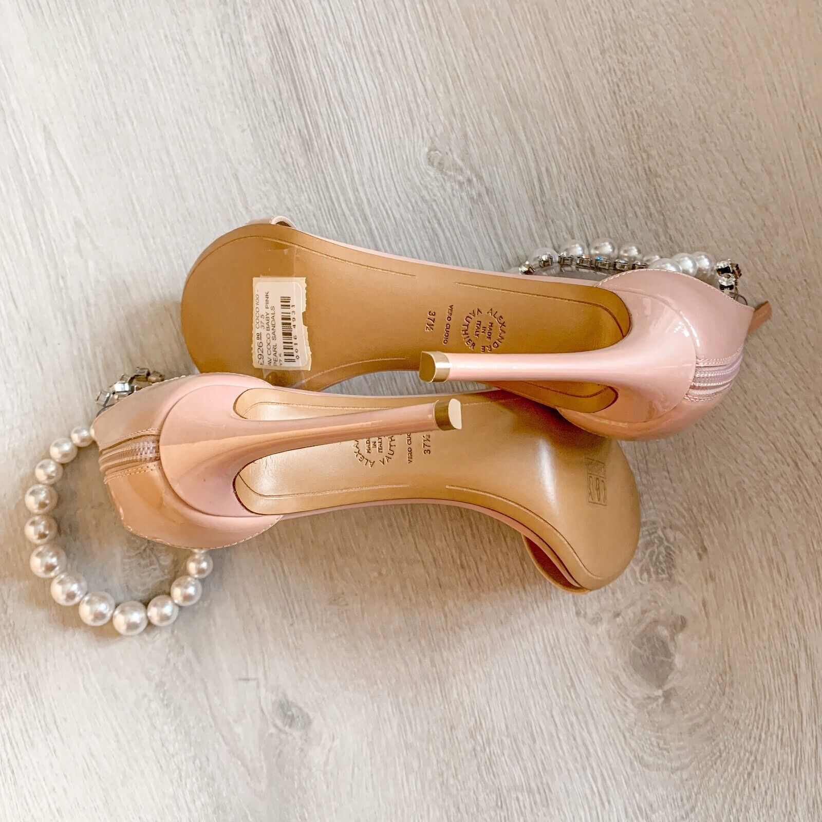 Alexandre Vauthier Pearl Crystal Ankle Strap Pink Sandal High Heels - House Of Huntington