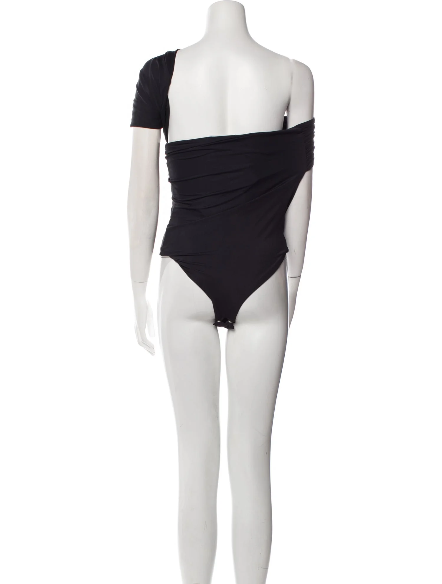 MAXIMILIAN DAVIS Black Disco Draped Sleeveless Bodysuit - House Of Huntington