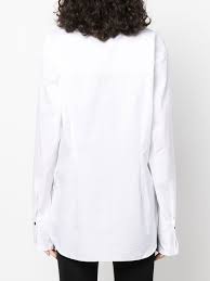 MAXIMILIAN DAVIS White Midnight Plastron Wrap Cotton Poplin Shirt - House Of Huntington