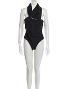 MAXIMILIAN DAVIS Black Disco Draped Sleeveless Bodysuit - House Of Huntington