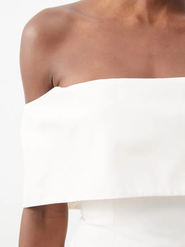 STAUD Giselle Off-The-Shoulder Ivory White Crepe Top