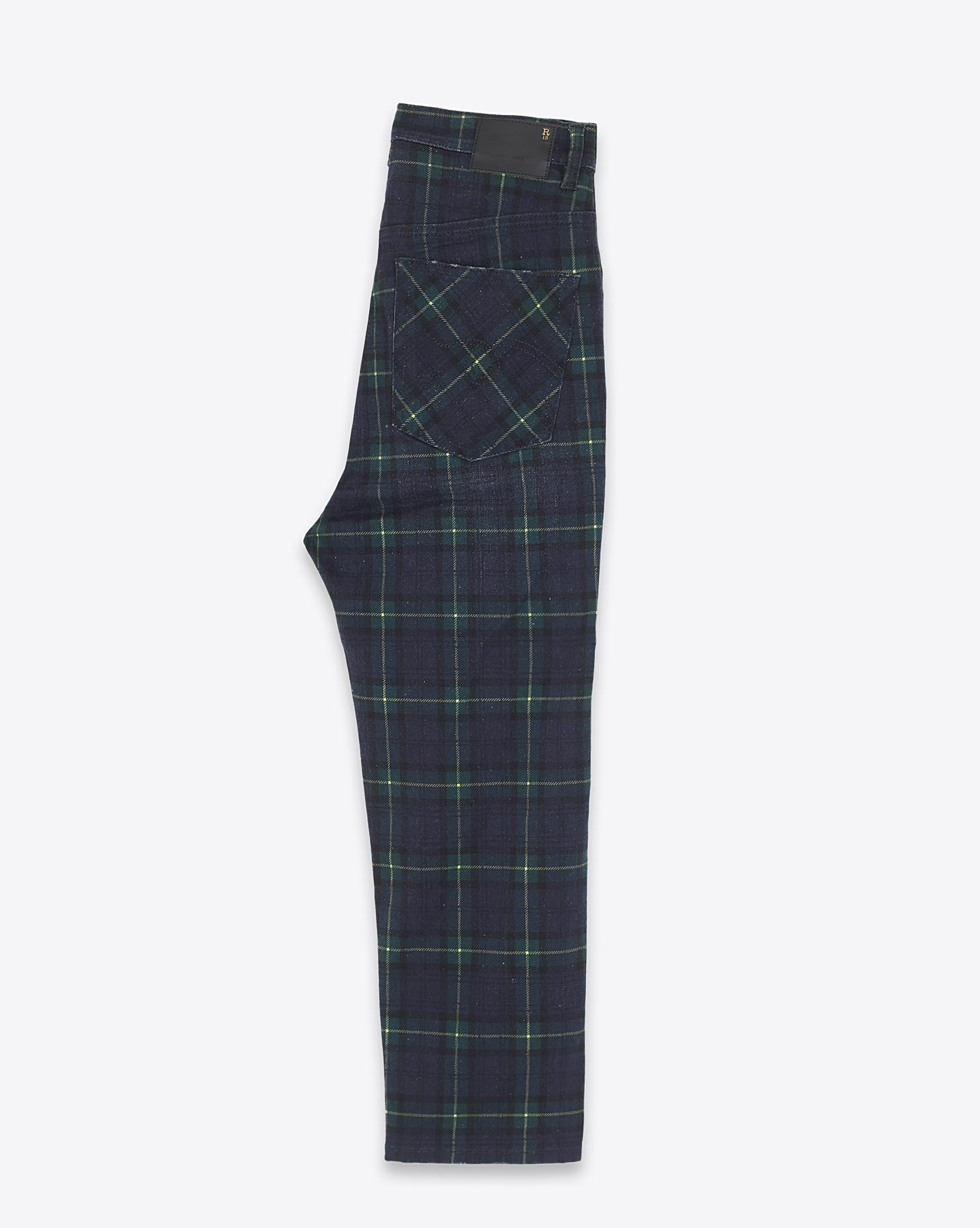 R13 Womens Lisa Baggy Tailored Drop Tartan Green Navy Pants Trousers
