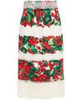 Dolce & Gabbana Red Floral Guipure Portofino Lace Panel Skirt