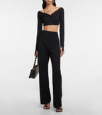 Jacquemus Soli Wool Cropped Black Button-Up Cardigan