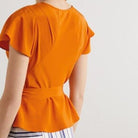 Diane Von Furstenberg DVF Orange Crepe De Chine Silk Wrap Blouse Top - House Of Huntington
