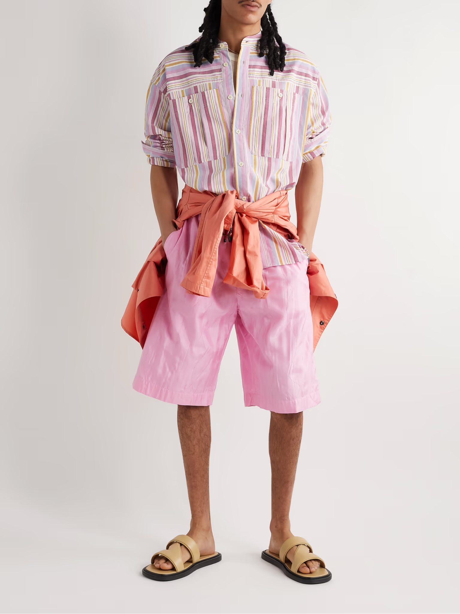 Isabel Marant Herren Taylori Hemd aus gestreifter Baumwollpopeline mit Grandad-Kragen