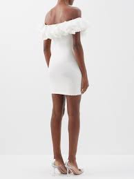 Alexandra Vauthier White Voluminous Ruffle Trim Off Shoulder Mini Dress - House Of Huntington