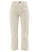 Raey Cream Ivory Organic-Cotton Straight Leg High Waist Crop Jeans - House Of Huntington