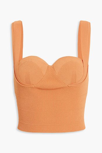Altuzarra Sunset Orange Cropped Sweetheart Neck Top