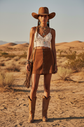 Polo Ralph Lauren Suede Buttoned Brown Miniskirt