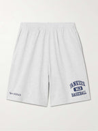 Sporty & Rich New York Yankees Gym Print Cotton Relaxed Shorts