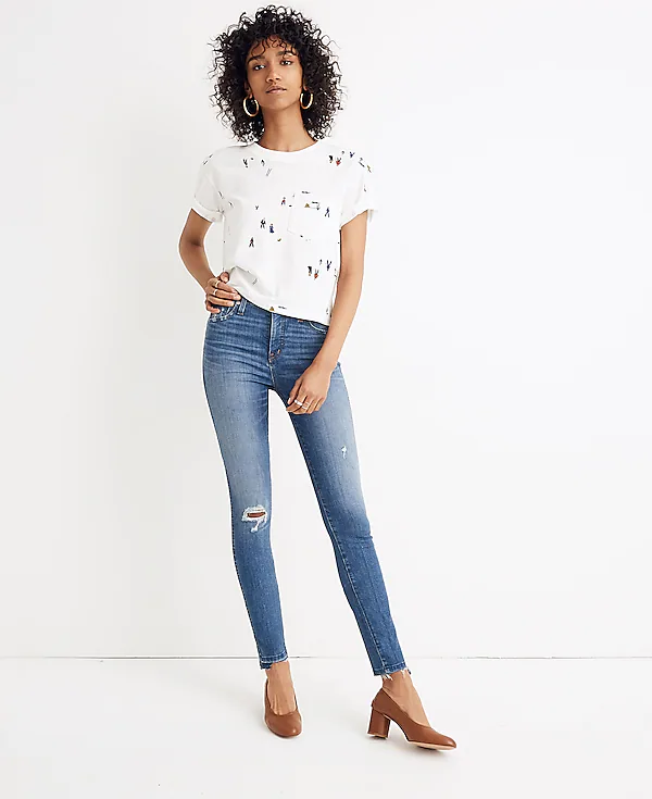 Jean skinny taille haute Madewell 10 pouces : édition à ourlet asymétrique