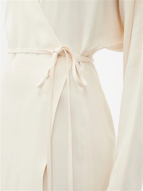 RAEY Cream Dolman-Sleeve Side-Split Wrap Dress - House Of Huntington